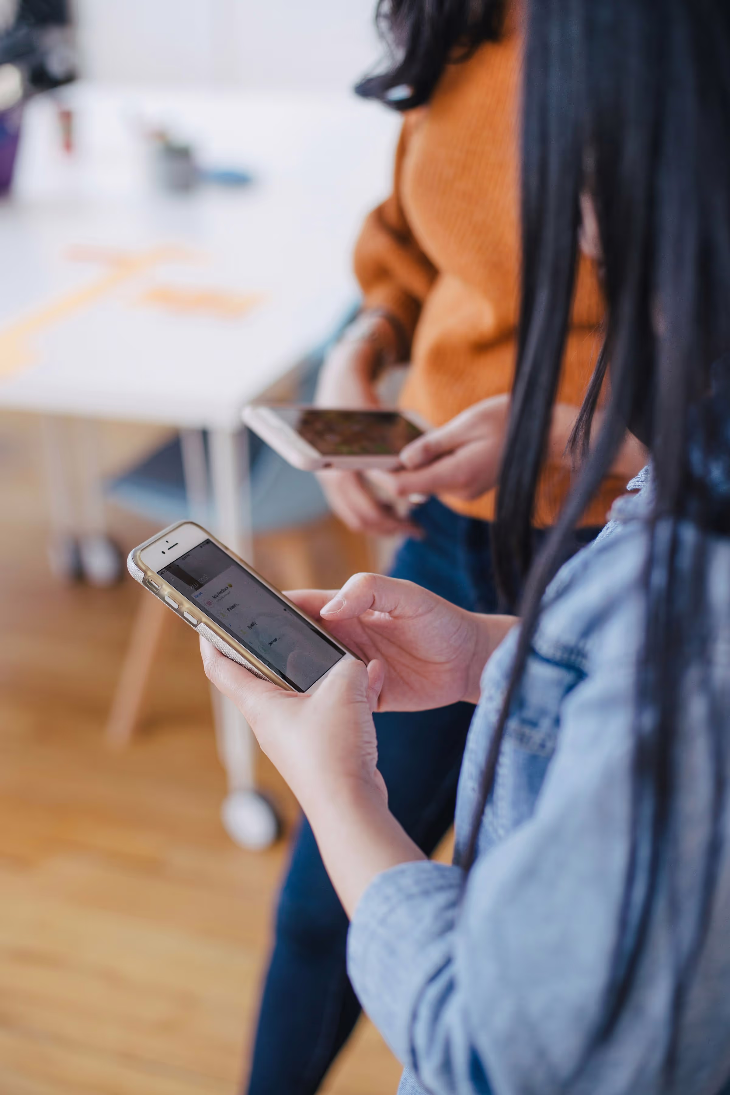 woman looking at a phone